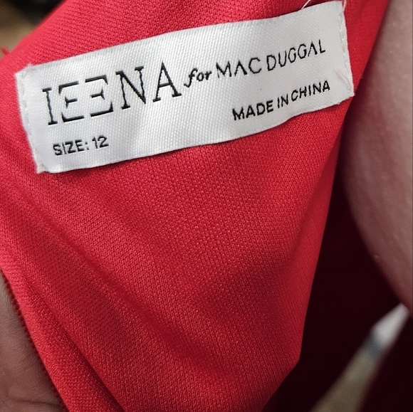 IEENA for Mac Duggal Women's Red Halter Beaded Jersey Evening Gown Size 12 - Picture 4 of 16